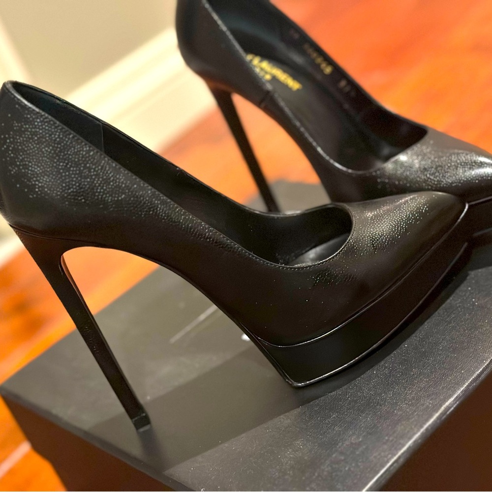 Ysl 37.5 black platform pumps